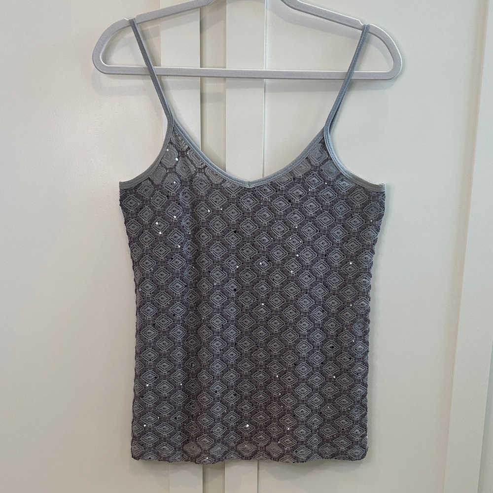 BKE Gray Sequin Tank Top Women’s Size Medium